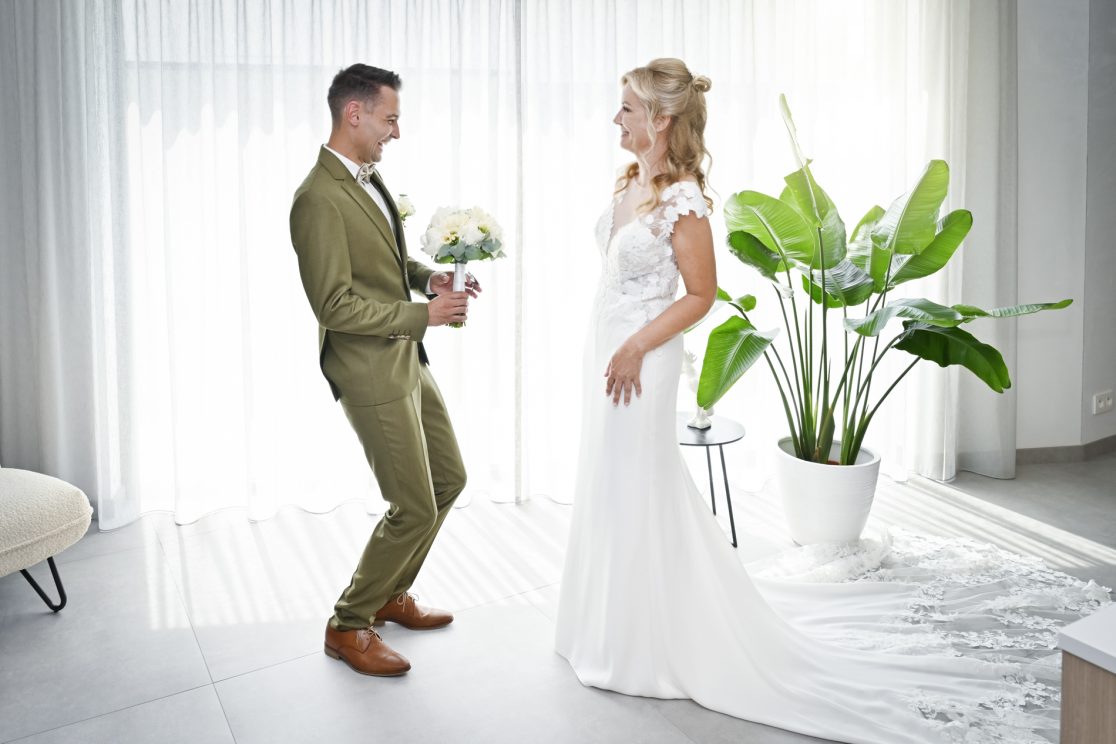Wim en Mieke tijdens hun burgerlijke trouw bij Cortewalle.