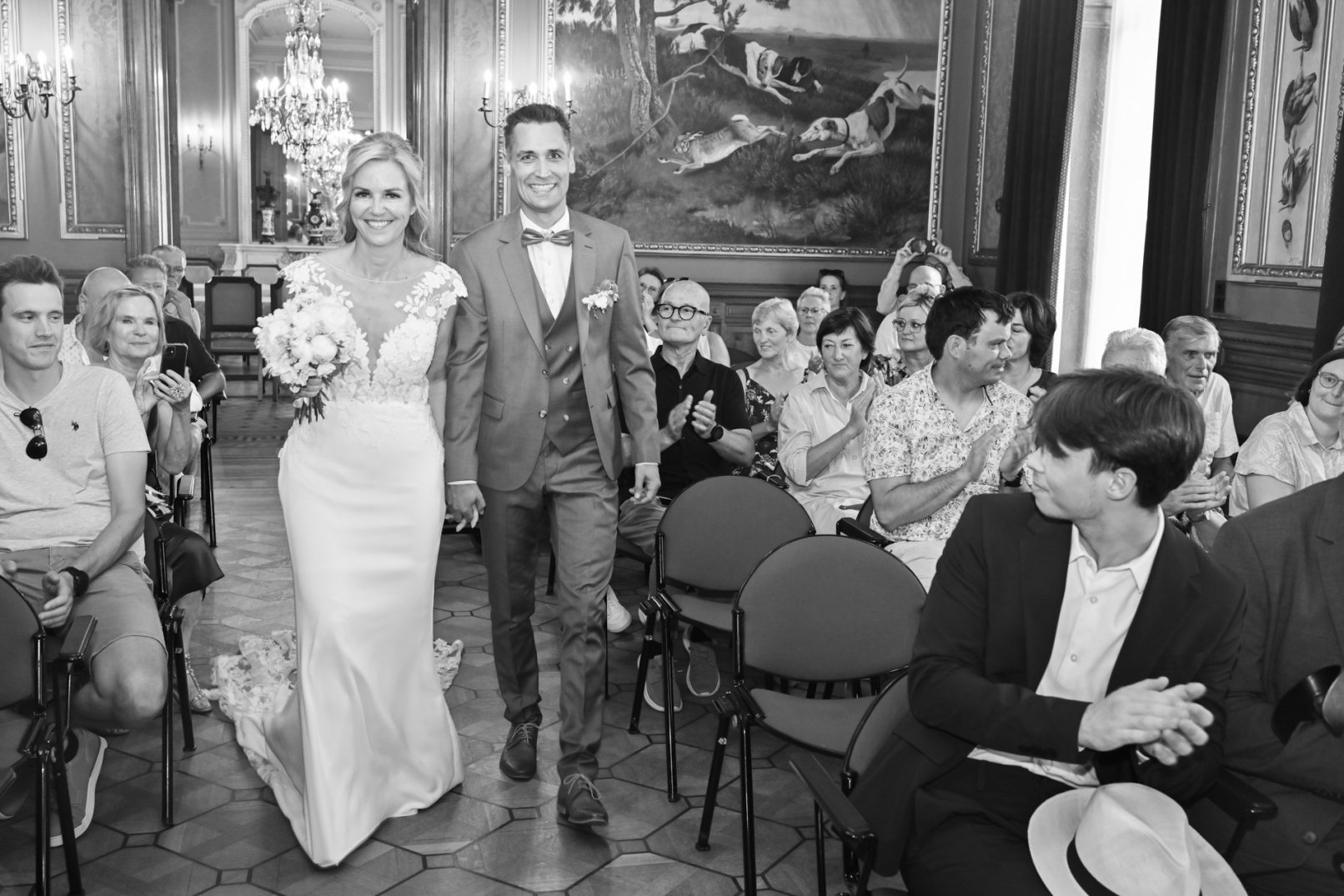 Moment uit de receptie van het huwelijk van Wim en Mieke.